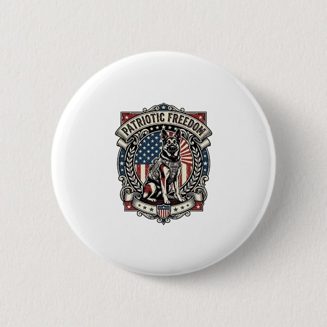 Patriotischer Rettungshund Button (Vorderseite)