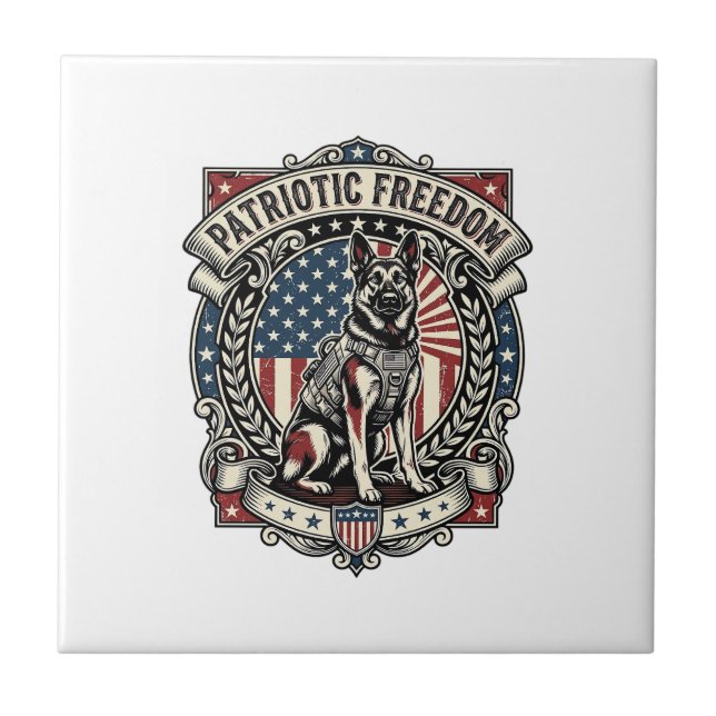 Patriotischer Rettungshund Fliese (Vorderseite)