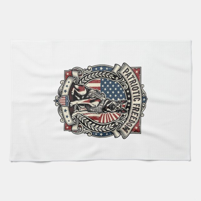 Patriotischer Rettungshund Geschirrtuch (Horizontal)