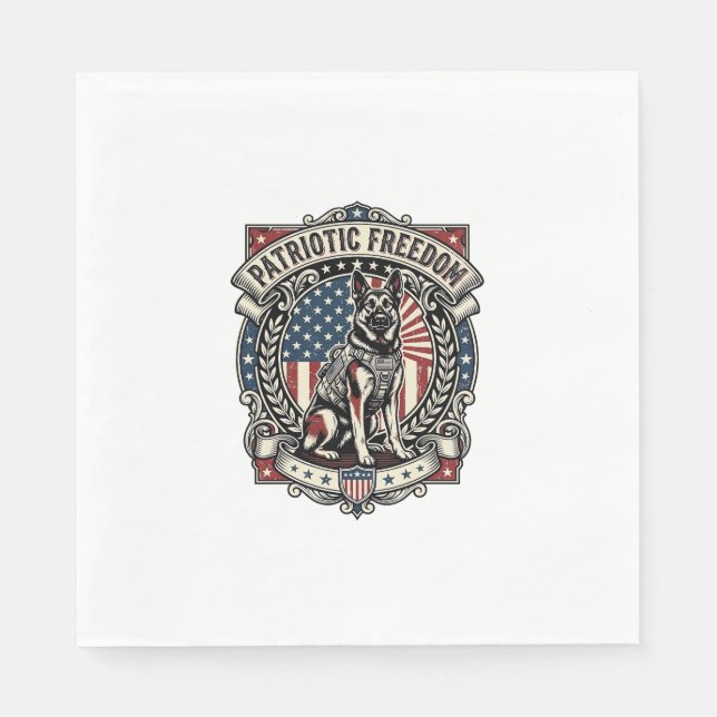 Patriotischer Rettungshund Serviette (Vorderseite)