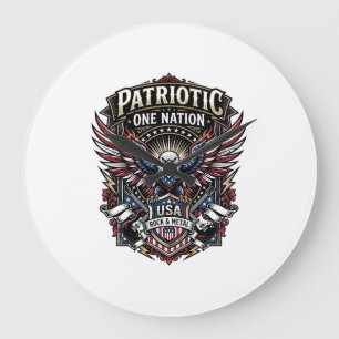 Patriotischer Rock Adler Wappen Musik Rock Metal P Große Wanduhr