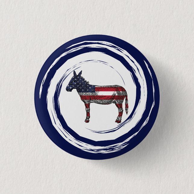 Patriotischer Rot Weiß Blau Esel Button (Vorderseite)