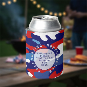 Patriotischer Rot-Weiß-Blau-Tarnung-Bierkühler Dosenkühler