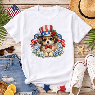 Patriotischer Rot Weiß Blau Welpe T-Shirt