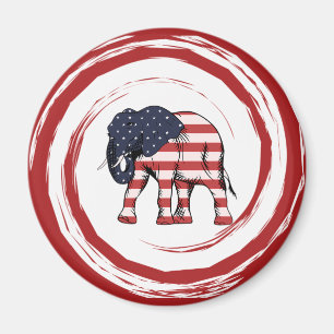 Patriotischer Rot-Weiß-Blauer Elefant Magnet