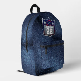 Patriotischer Rot-Weiß-Blauer Glitter-Fußballteam  Bedruckter Rucksack