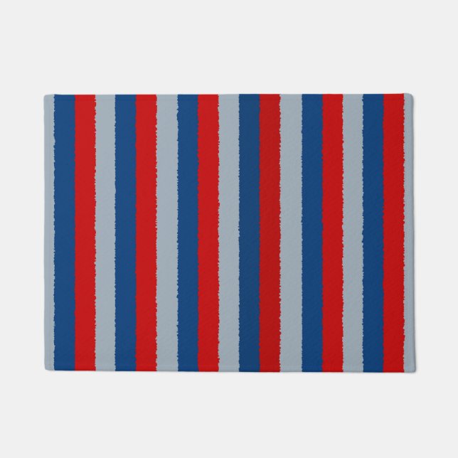 Patriotischer Rot, Weiß und Blauer Streifen Fußmatte (Vorderseite)