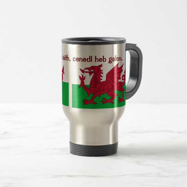 Patriotischer Roter Drache von Wales Reisemugge od Reisebecher (VorderseiteRechts)