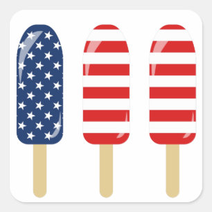 Patriotischer roter weißer und blauer Popsicle mi Quadratischer Aufkleber