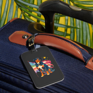 Patriotischer Rottweiler mit USA-Flaggen-Kunst Gepäckanhänger