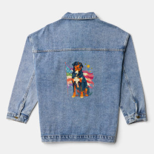 Patriotischer Rottweiler mit USA-Flaggen-Kunst Jeansjacke