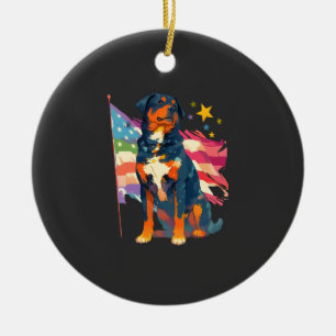 Patriotischer Rottweiler mit USA-Flaggen-Kunst Keramik Ornament