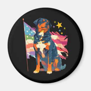 Patriotischer Rottweiler mit USA-Flaggen-Kunst Magnet