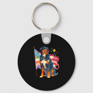 Patriotischer Rottweiler mit USA-Flaggen-Kunst Schlüsselanhänger