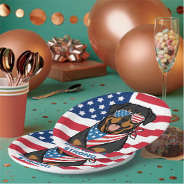 Patriotischer Rottweiler-Papierteller Pappteller