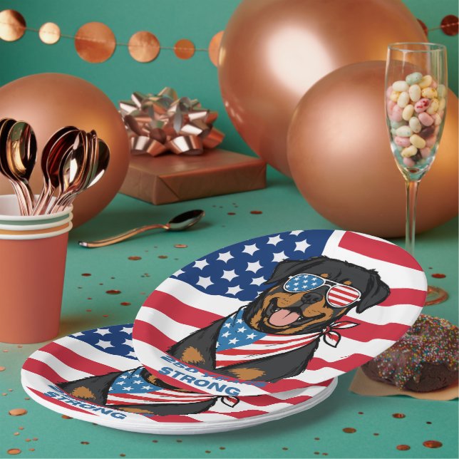 Patriotischer Rottweiler-Papierteller Pappteller (Multi)