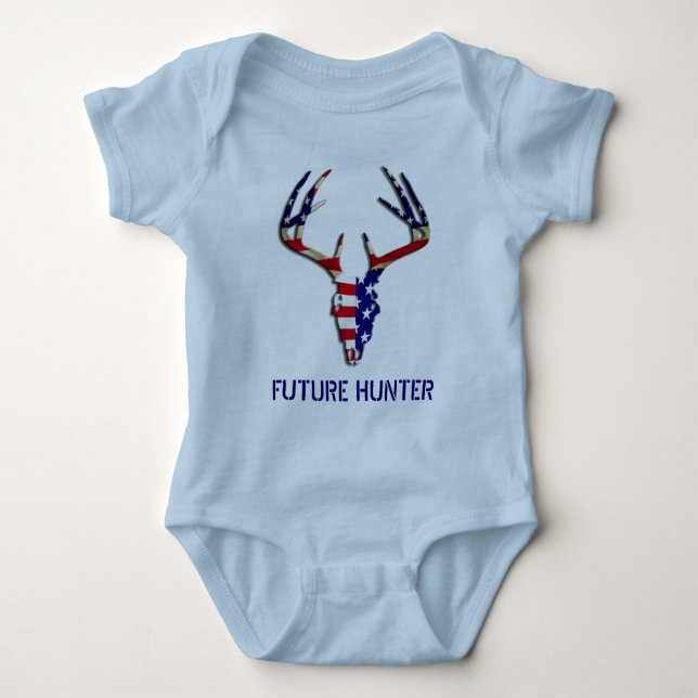 Patriotischer Rotwild-Jagdschädel Baby Strampler (Vorderseite)
