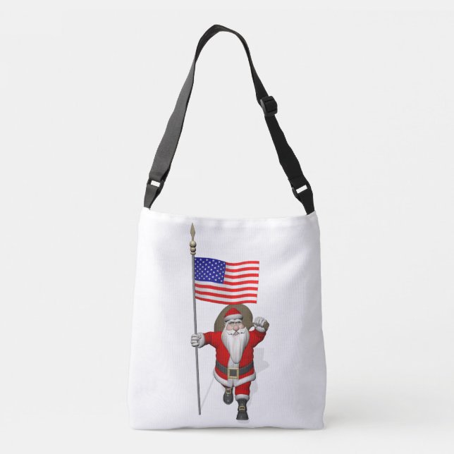 Patriotischer Santa mit US Flagge Tragetaschen Mit Langen Trägern (Rückseite)
