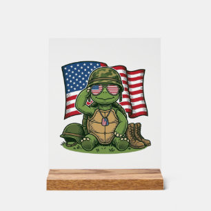 Patriotischer Schildkröten-Gruß Vektor-Design_1 Acrylschild