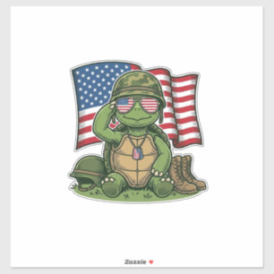 Patriotischer Schildkröten-Gruß Vektor-Design_1 Aufkleber