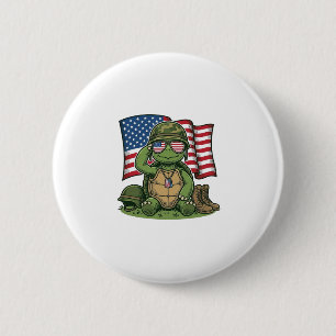 Patriotischer Schildkröten-Gruß Vektor-Design_1 Button