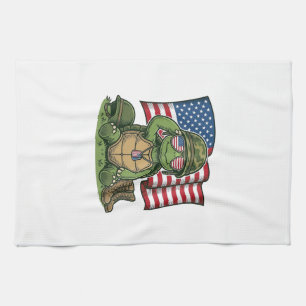 Patriotischer Schildkröten-Gruß Vektor-Design_1 Geschirrtuch