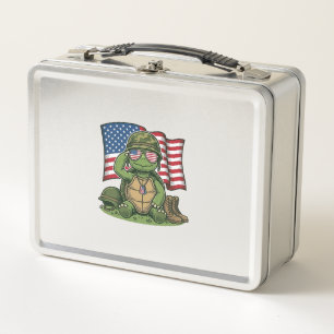 Patriotischer Schildkröten-Gruß Vektor-Design_1 Metall Brotdose