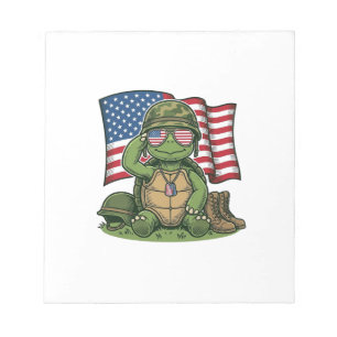 Patriotischer Schildkröten-Gruß Vektor-Design_1 Notizblock