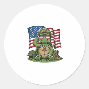 Patriotischer Schildkröten-Gruß Vektor-Design_1 Runder Aufkleber