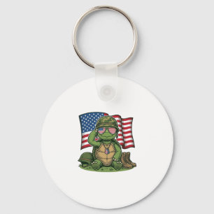 Patriotischer Schildkröten-Gruß Vektor-Design_1 Schlüsselanhänger