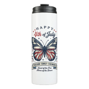 Patriotischer Schmetterling Frohes 4. Juli-Shirt-D Thermosbecher
