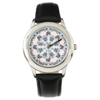 Patriotischer Schmetterling Kaleidoskop Armbanduhr