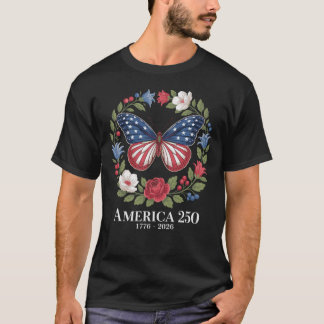 Patriotischer Schmetterling USA Floral 4. Juli T-Shirt
