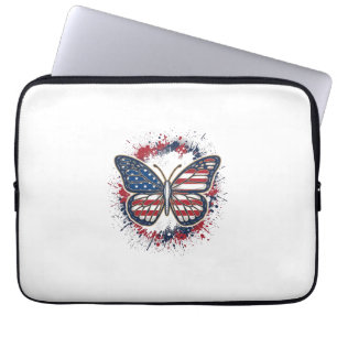 Patriotischer Schmetterling Vintage-Stich Vektor-D Laptopschutzhülle
