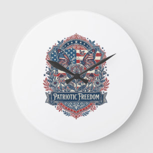 Patriotischer Schmetterlingsgarten Vektorgrafik T- Große Wanduhr
