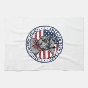 Patriotischer Schnauzer Hund Vintage Geschirrtuch