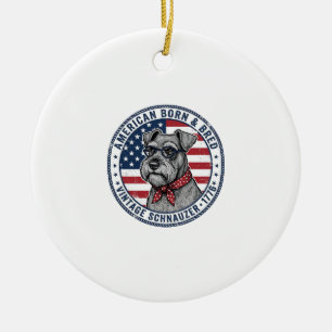 Patriotischer Schnauzer Hund Vintage Keramik Ornament
