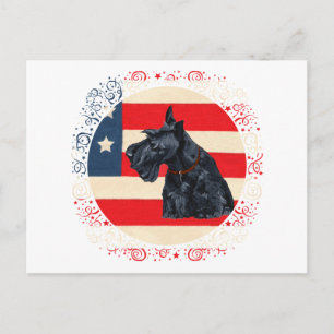 Patriotischer Schottischer Terrier auf der Flagge Postkarte