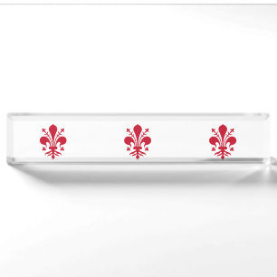 Patriotischer Schreibtisch mit der Fahne von Flore Namensplakette