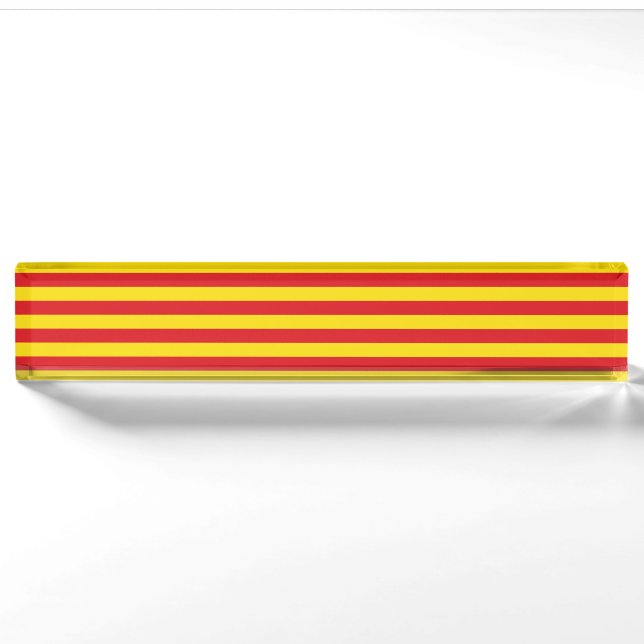 Patriotischer Schreibtisch mit Flagge Kataloniens Namensplakette (Vorderseite)
