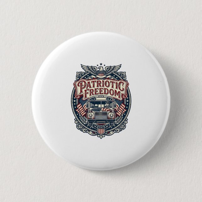 Patriotischer Schulbusfahrer Button (Vorderseite)