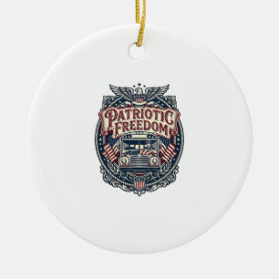 Patriotischer Schulbusfahrer Keramik Ornament