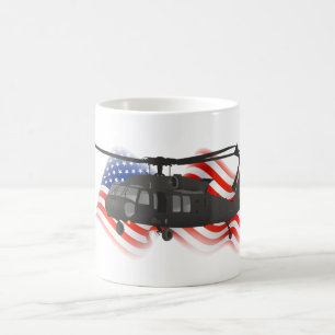 Patriotischer schwarzer Militär-Hubschrauber des Kaffeetasse