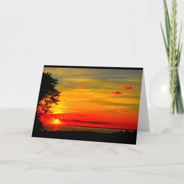 Patriotischer Seewinnebago-Sonnenuntergang, der an Karte (Vorderseite)