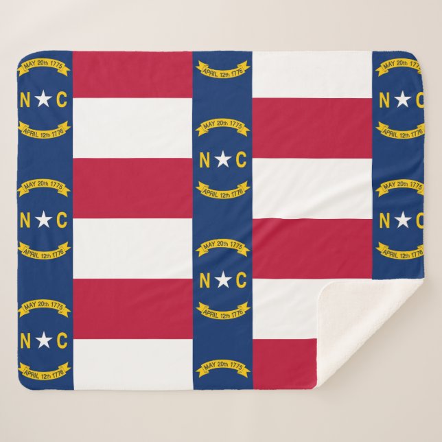 Patriotischer Sherpa-Blanket mit North Carolina-Fl Sherpadecke (Vorderseite (Horizontal))