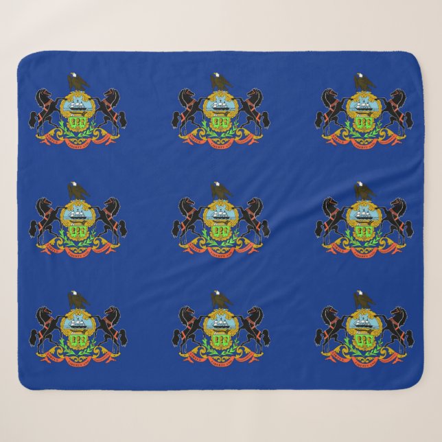 Patriotischer Sherpa Blanket mit Pennsylvania-Flag Sherpadecke (Vorderseite (Horizontal))