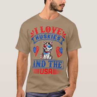 Patriotischer sibirischer Husky-Hund 2 T-Shirt