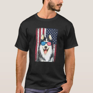 Patriotischer sibirischer Husky Hund 4. Juli USA A T-Shirt