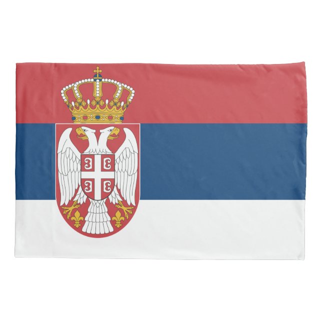 Patriotischer Single Pillowcase Flagge Serbiens Kissenbezug (Rückseite)