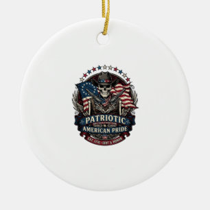 Patriotischer Skelett-Cowboy Dunkler Patriot Skele Keramik Ornament